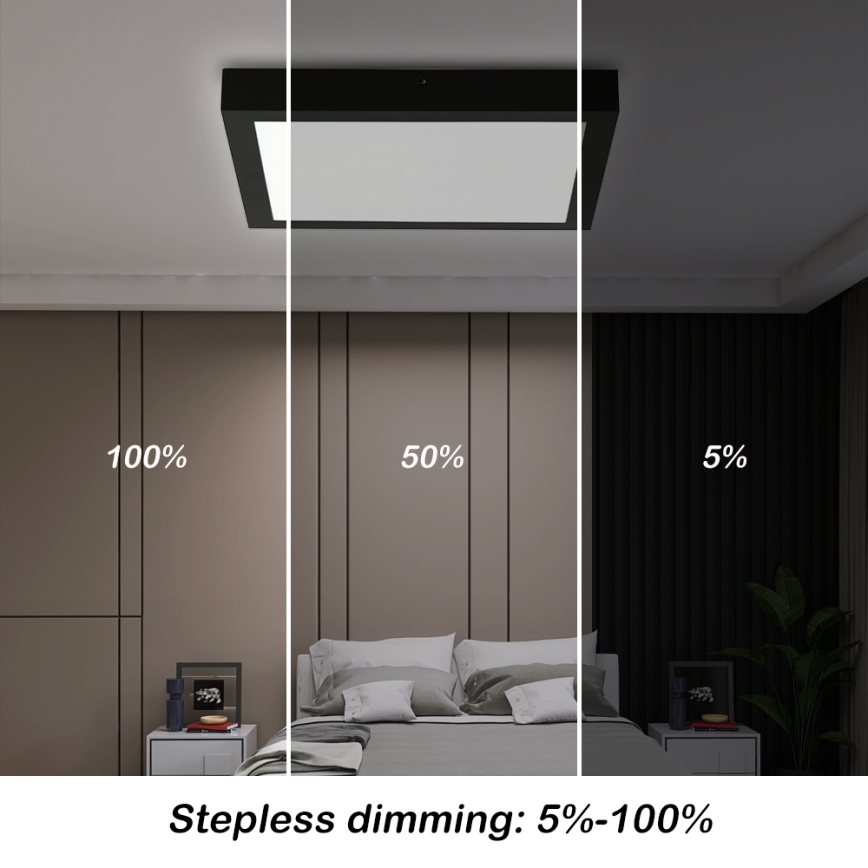 Brilagi - LED Stmievateľné kúpeľňové stropné svietidlo FRAME SMART LED/24W/230V 30x30 cm 3000-6000K IP44 čierna + diaľkové ovládanie