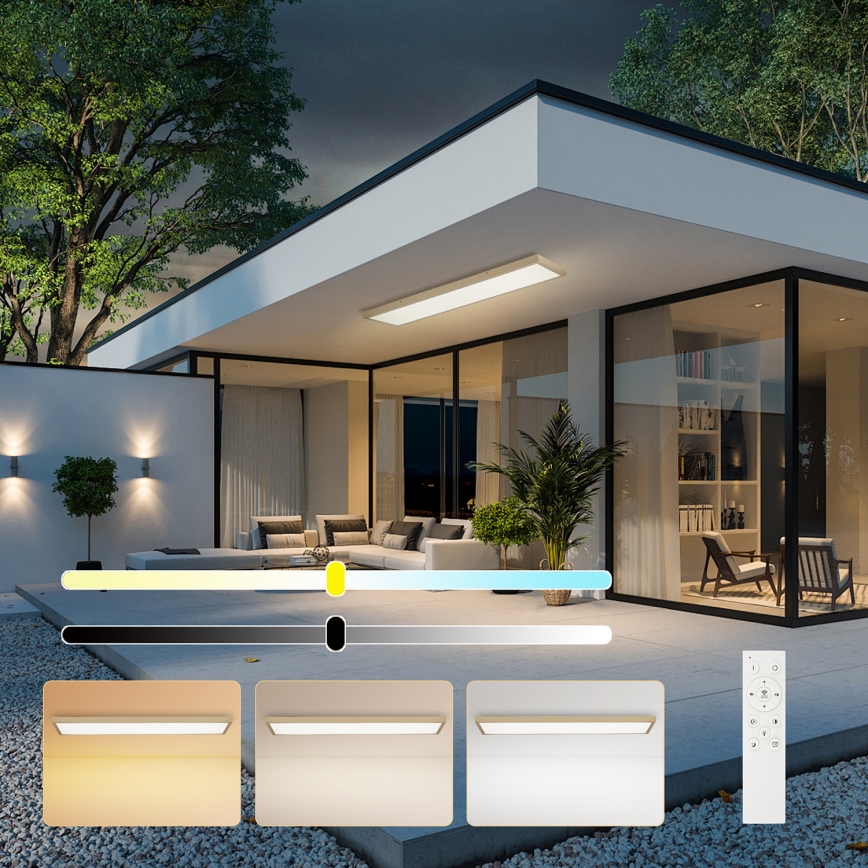 Brilagi - LED Stmievateľné kúpeľňové stropné svietidlo FRAME SMART LED/50W/230V 120x30 cm 3000-6000K IP44 béžová + diaľkové ovládanie