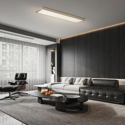 Brilagi - LED Stmievateľné kúpeľňové stropné svietidlo FRAME SMART LED/50W/230V 120x30 cm 3000-6000K IP44 béžová + diaľkové ovládanie