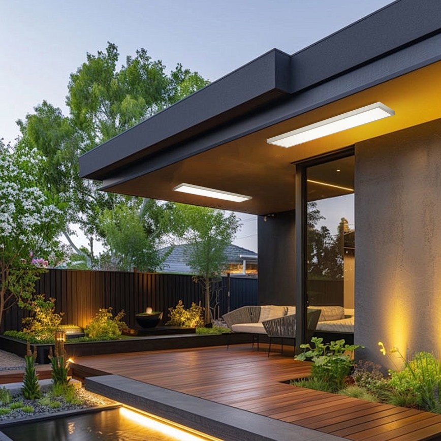 Brilagi - LED Stmievateľné kúpeľňové stropné svietidlo FRAME SMART LED/50W/230V 120x30 cm 3000-6000K IP44 strieborné + diaľkové ovládanie