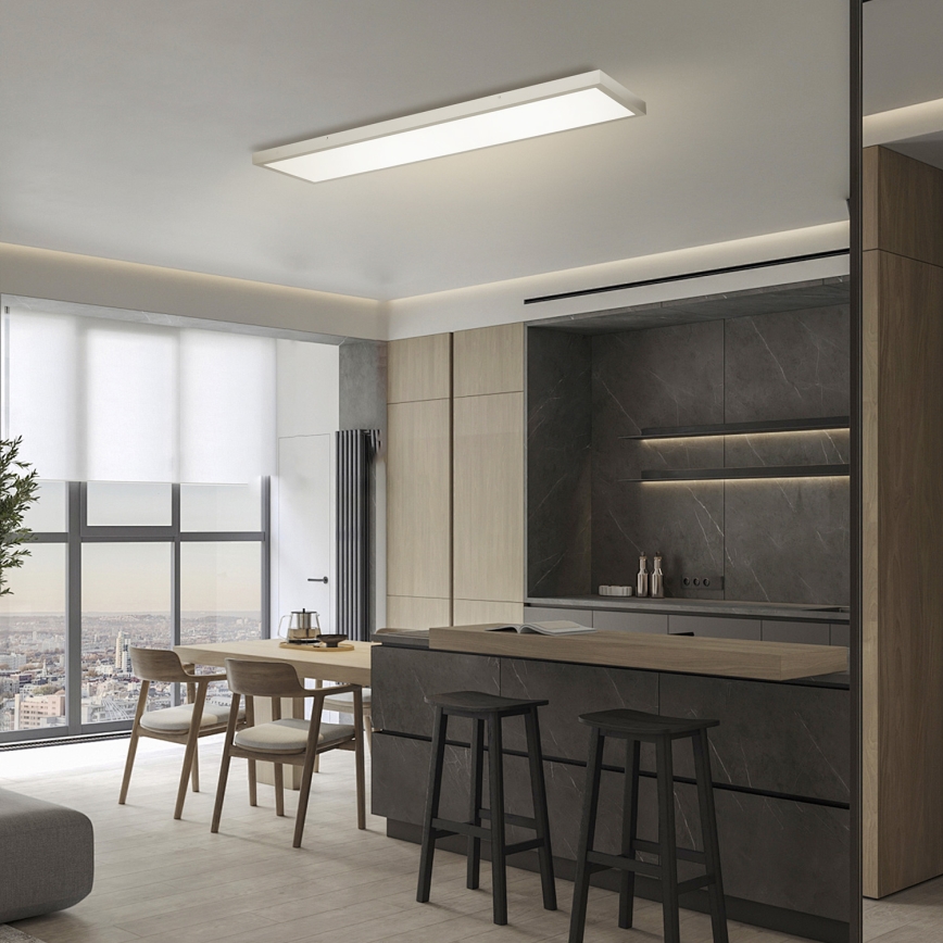 Brilagi - LED Stmievateľné kúpeľňové stropné svietidlo FRAME SMART LED/50W/230V 120x30 cm 3000-6000K IP44 strieborné + diaľkové ovládanie