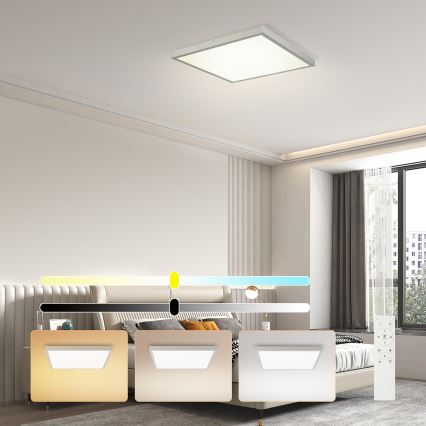 Brilagi - stmievateľné LED kúpeľňové stropné svietidlo FRAME SMART LED/50W/230V 60x60 cm 3000-6000K IP44 strieborné + diaľkový ovládač