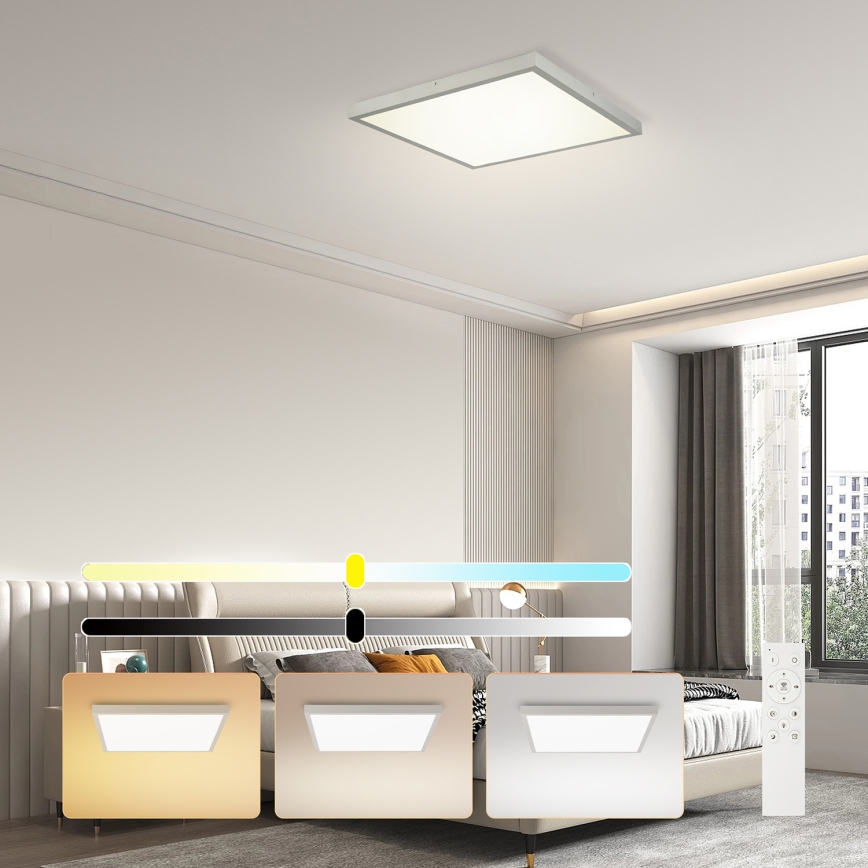 Brilagi - stmievateľné LED kúpeľňové stropné svietidlo FRAME SMART LED/50W/230V 60x60 cm 3000-6000K IP44 strieborné + diaľkový ovládač