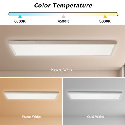 Brilagi - LED Stmievateľné kúpeľňové stropné svietidlo FRAME SMART LED/50W/230V 30x120 cm 3000-6000K IP44 biela + diaľkové ovládanie