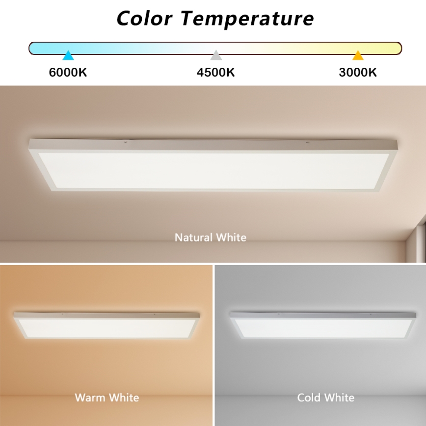 Brilagi - LED Stmievateľné kúpeľňové stropné svietidlo FRAME SMART LED/50W/230V 30x120 cm 3000-6000K IP44 biela + diaľkové ovládanie