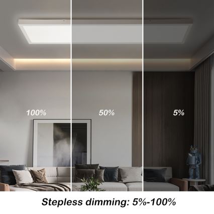 Brilagi - LED Stmievateľné kúpeľňové stropné svietidlo FRAME SMART LED/50W/230V 30x120 cm 3000-6000K IP44 biela + diaľkové ovládanie