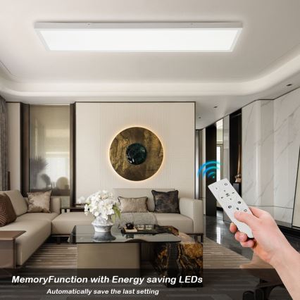 Brilagi - LED Stmievateľné kúpeľňové stropné svietidlo FRAME SMART LED/50W/230V 30x120 cm 3000-6000K IP44 biela + diaľkové ovládanie