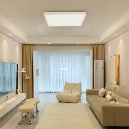 Brilagi - LED Stmievateľné kúpeľňové stropné svietidlo FRAME SMART LED/50W/230V 60x60 cm 3000-6000K IP44 biela + diaľkové ovládanie