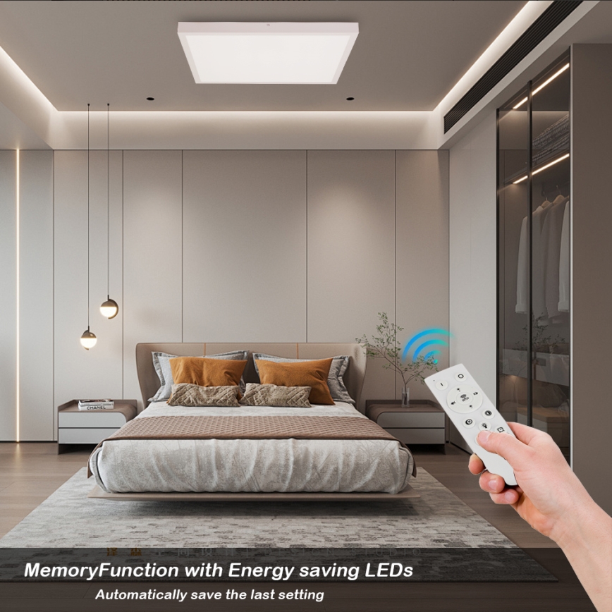 Brilagi - LED Stmievateľné kúpeľňové stropné svietidlo FRAME SMART LED/50W/230V 60x60 cm 3000-6000K IP44 biela + diaľkové ovládanie