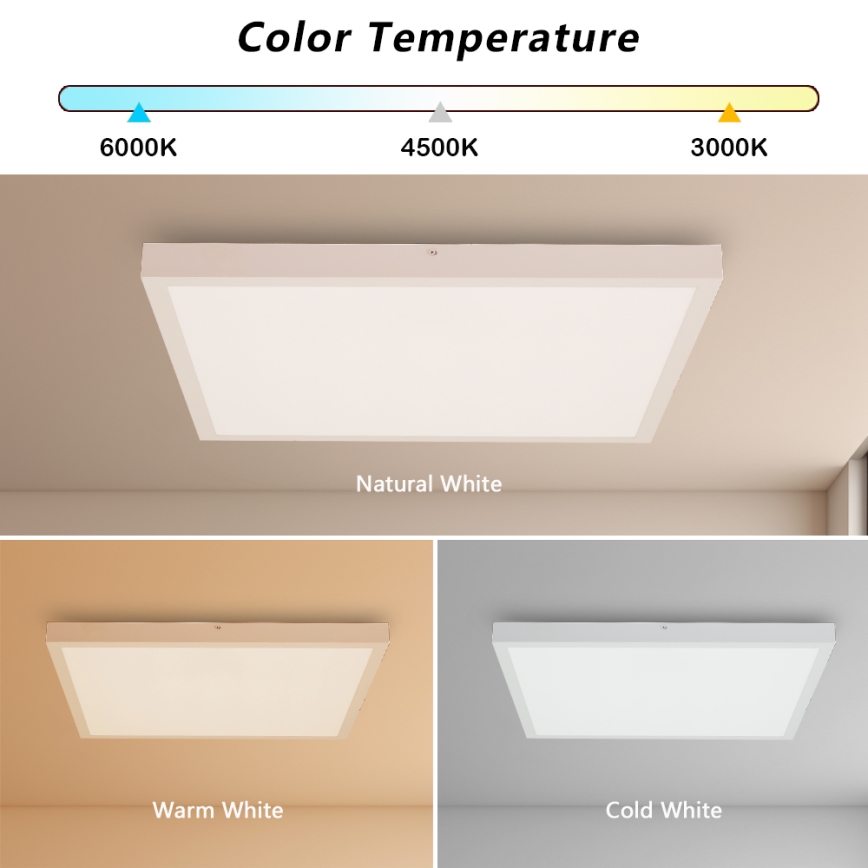 Brilagi - LED Stmievateľné kúpeľňové stropné svietidlo FRAME SMART LED/50W/230V 60x60 cm 3000-6000K IP44 biela + diaľkové ovládanie