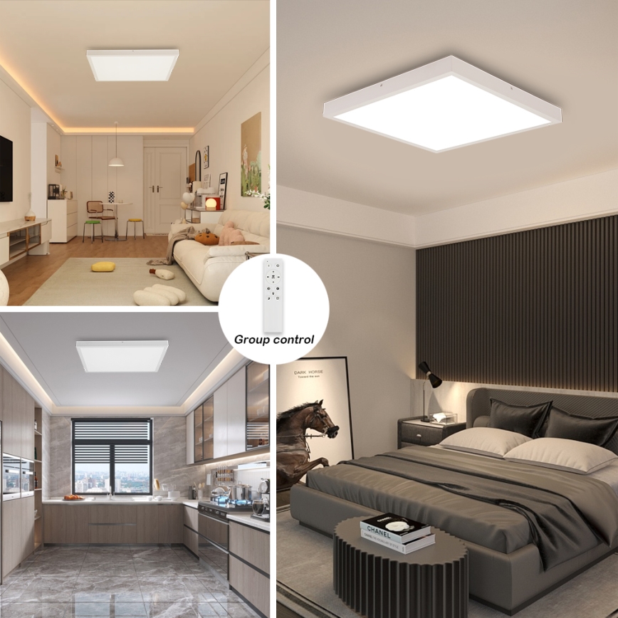 Brilagi - LED Stmievateľné kúpeľňové stropné svietidlo FRAME SMART LED/50W/230V 60x60 cm 3000-6000K IP44 biela + diaľkové ovládanie
