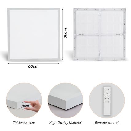 Brilagi - LED Stmievateľné kúpeľňové stropné svietidlo FRAME SMART LED/50W/230V 60x60 cm 3000-6000K IP44 biela + diaľkové ovládanie