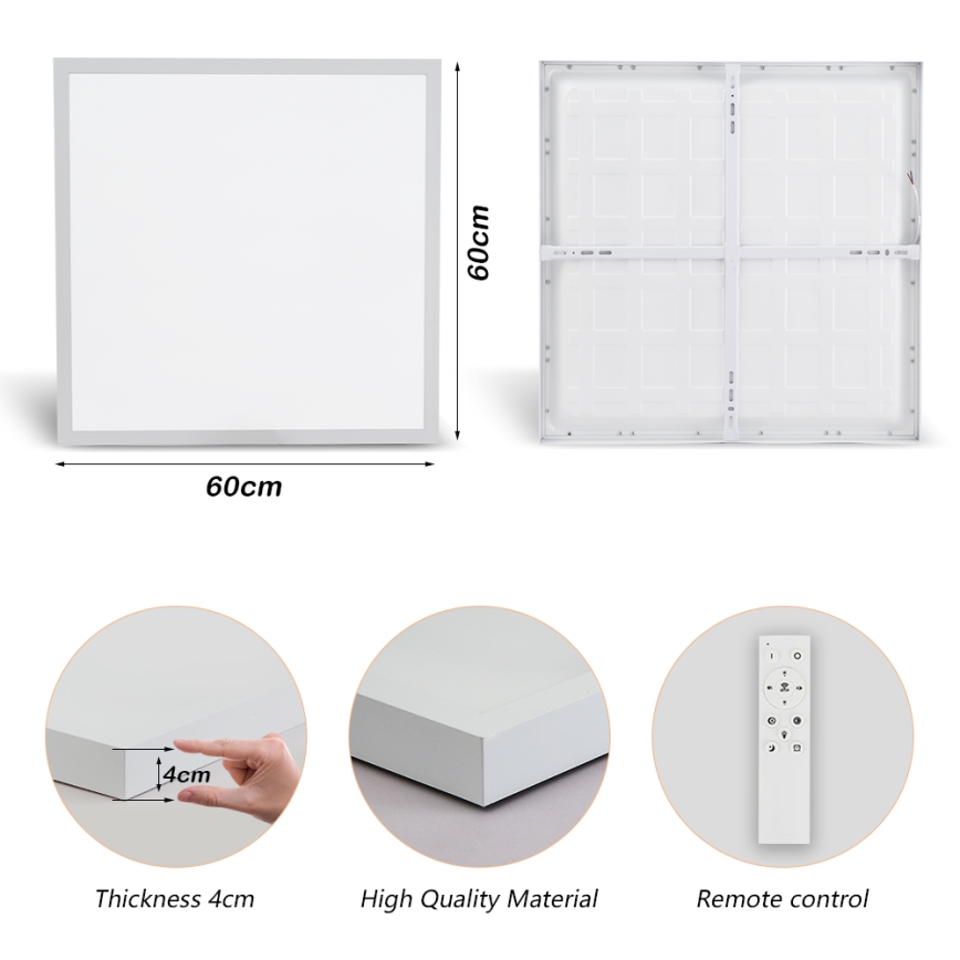 Brilagi - LED Stmievateľné kúpeľňové stropné svietidlo FRAME SMART LED/50W/230V 60x60 cm 3000-6000K IP44 biela + diaľkové ovládanie
