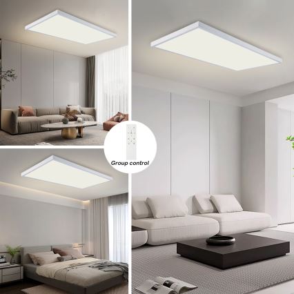 Brilagi - LED stmievateľné kúpeľňové stropné svietidlo FRAME SMART LED/96W/230V 120x60 cm 3000-6000K IP44 biela + diaľkové ovládanie