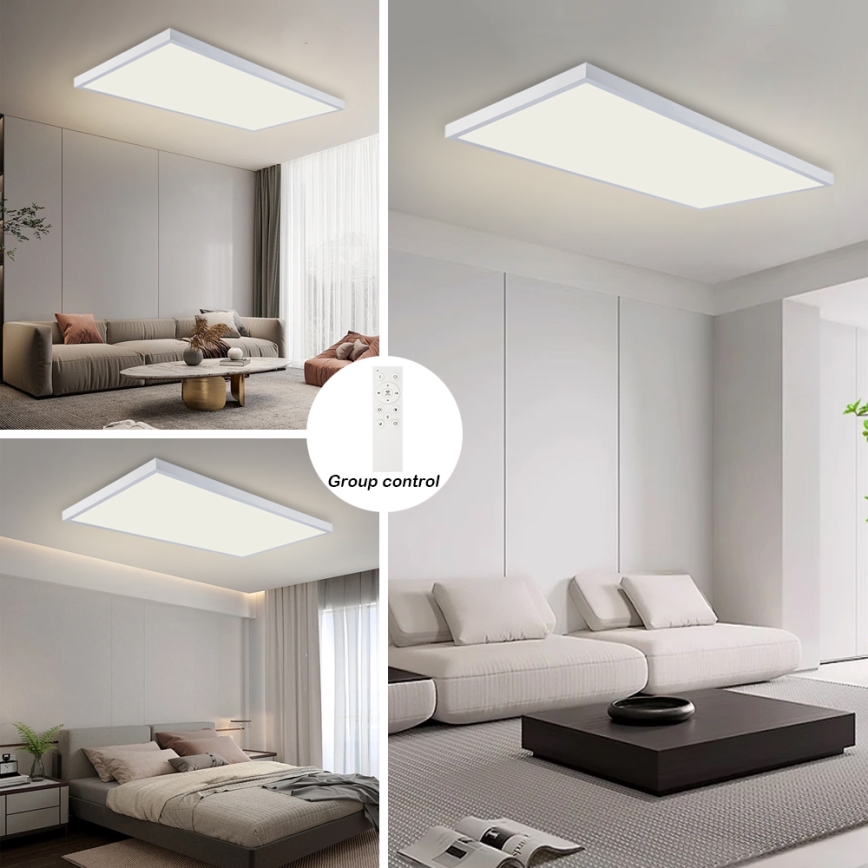 Brilagi - LED stmievateľné kúpeľňové stropné svietidlo FRAME SMART LED/96W/230V 120x60 cm 3000-6000K IP44 biela + diaľkové ovládanie