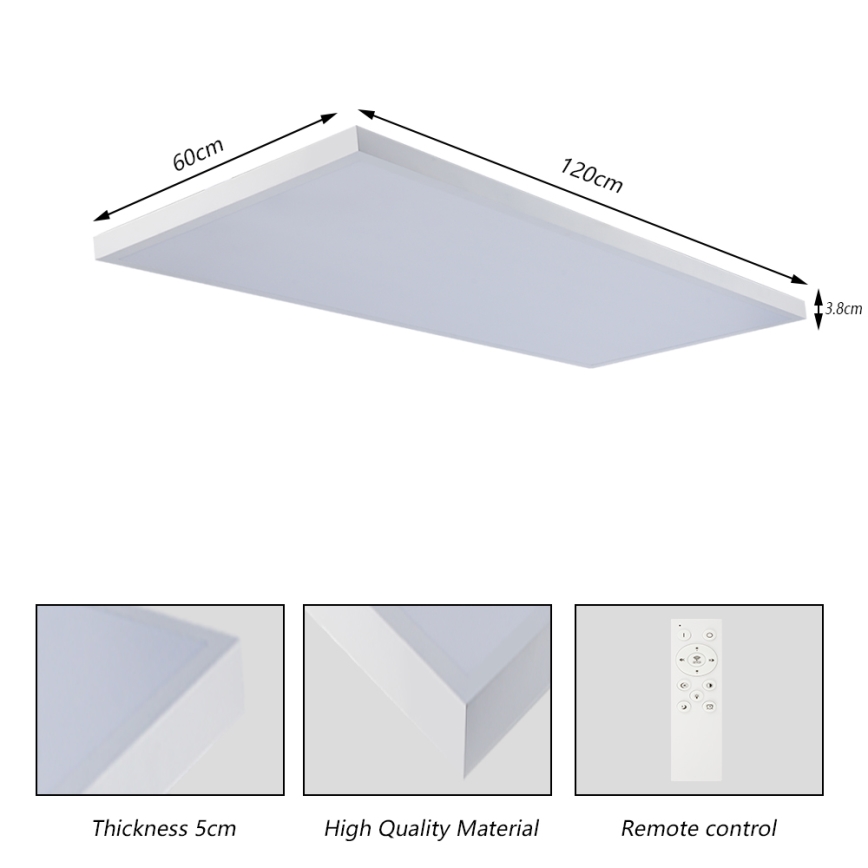 Brilagi - LED stmievateľné kúpeľňové stropné svietidlo FRAME SMART LED/96W/230V 120x60 cm 3000-6000K IP44 biela + diaľkové ovládanie