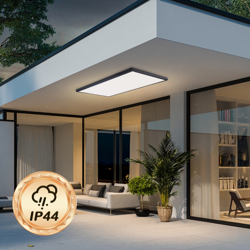 Brilagi - LED stmievateľné kúpeľňové stropné svietidlo FRAME SMART LED/96W/230V 120x60 cm 3000-6000K IP44 čierna + diaľkové ovládanie