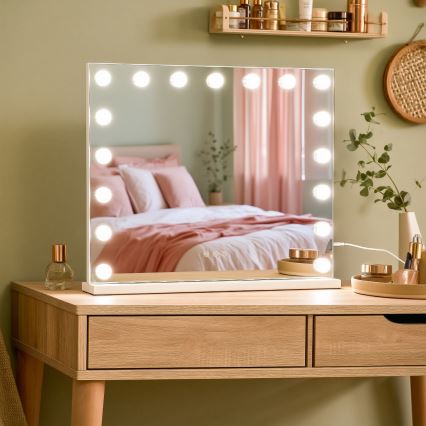 BRILAGI - LED stmievateľné make-upové zrkadlo HOLLYWOOD LED/15W/230V CCT + 2x USB 60x50 cm biela