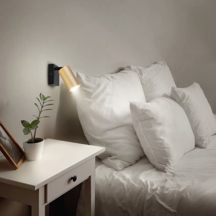 Brilagi - LED RGBW Stmievateľné nástenné bodové svietidlo SELE 1xGU10/4,8W/230V 3000K čierna/zlatá + diaľkové ovládanie