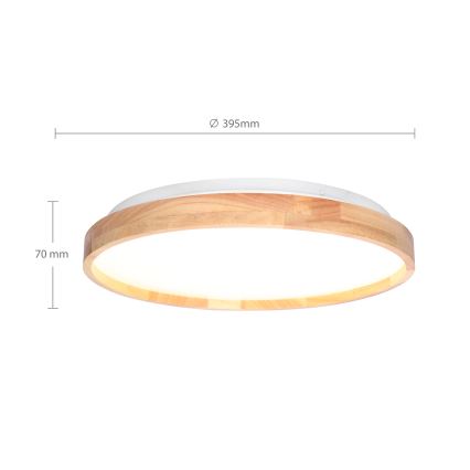 Brilagi - LED Stmievateľné stropné svietidlo ALSON LED/48W/230V 3000-6500K dub pr. 39,5 cm + diaľkové ovládanie