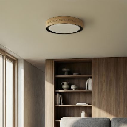 Brilagi - LED Stmievateľné stropné svietidlo COCI LED/48W/230V 3000-6500K priemer 39 cm drevený dekor/čierna + diaľkové ovládanie