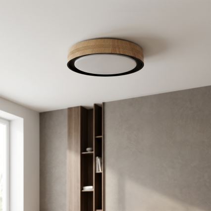 Brilagi - LED Stmievateľné stropné svietidlo COCI LED/48W/230V 3000-6500K priemer 39 cm drevený dekor/čierna + diaľkové ovládanie