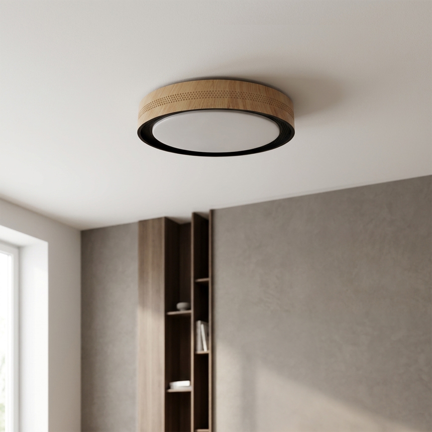 Brilagi - LED Stmievateľné stropné svietidlo COCI LED/48W/230V 3000-6500K priemer 39 cm drevený dekor/čierna + diaľkové ovládanie