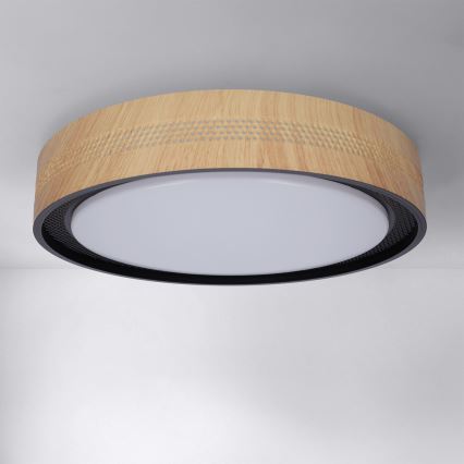 Brilagi - LED Stmievateľné stropné svietidlo COCI LED/48W/230V 3000-6500K priemer 39 cm drevený dekor/čierna + diaľkové ovládanie