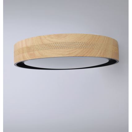 Brilagi - LED Stmievateľné stropné svietidlo COCI LED/48W/230V 3000-6500K priemer 39 cm drevený dekor/čierna + diaľkové ovládanie