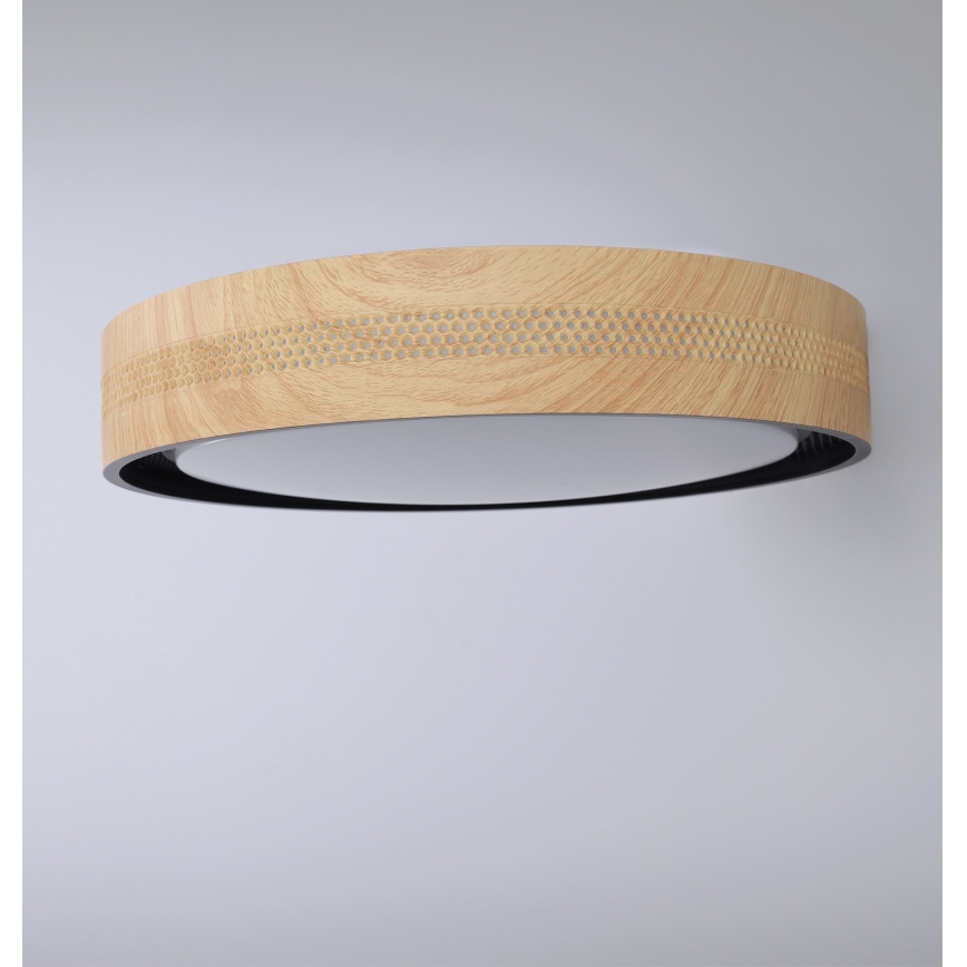 Brilagi - LED Stmievateľné stropné svietidlo COCI LED/48W/230V 3000-6500K priemer 39 cm drevený dekor/čierna + diaľkové ovládanie