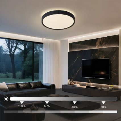 Brilagi - stmievateľné LED stropné svietidlo CORVO LED/54W/230V 3000-6000K čierne, priemer 40 cm + diaľkové ovládanie