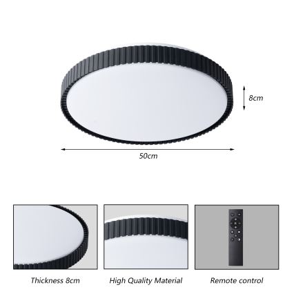Brilagi - Stropné stmievateľné LED svietidlo CORVO LED/72W/230V 3000-6000K čierne pr. 50 cm + diaľkové ovládanie