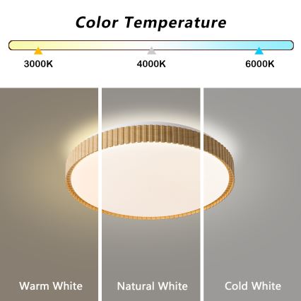 Brilagi - LED stmievateľné stropné svietidlo CORVO LED/72W/230V 3000-6000K drevený dekor pr. 50 cm + diaľkové ovládanie
