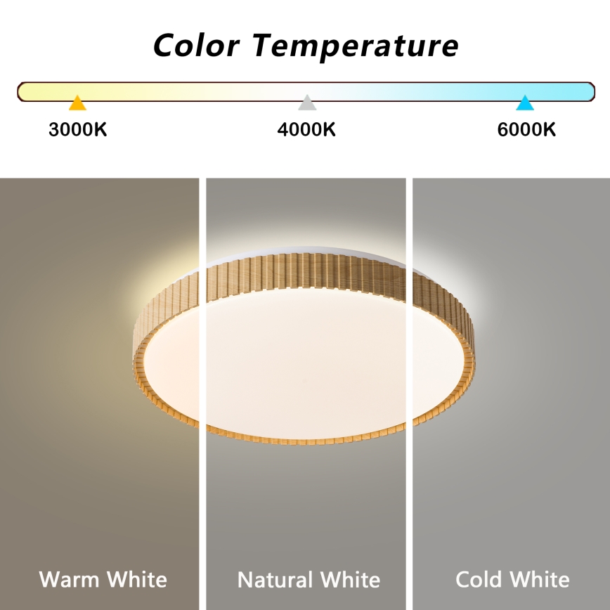 Brilagi - LED stmievateľné stropné svietidlo CORVO LED/72W/230V 3000-6000K drevený dekor pr. 50 cm + diaľkové ovládanie