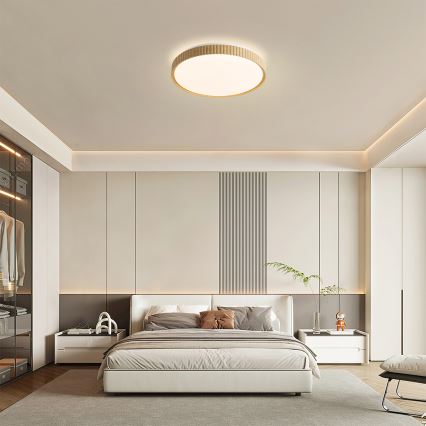 Brilagi - LED stmievateľné stropné svietidlo CORVO LED/72W/230V 3000-6000K drevený dekor pr. 50 cm + diaľkové ovládanie