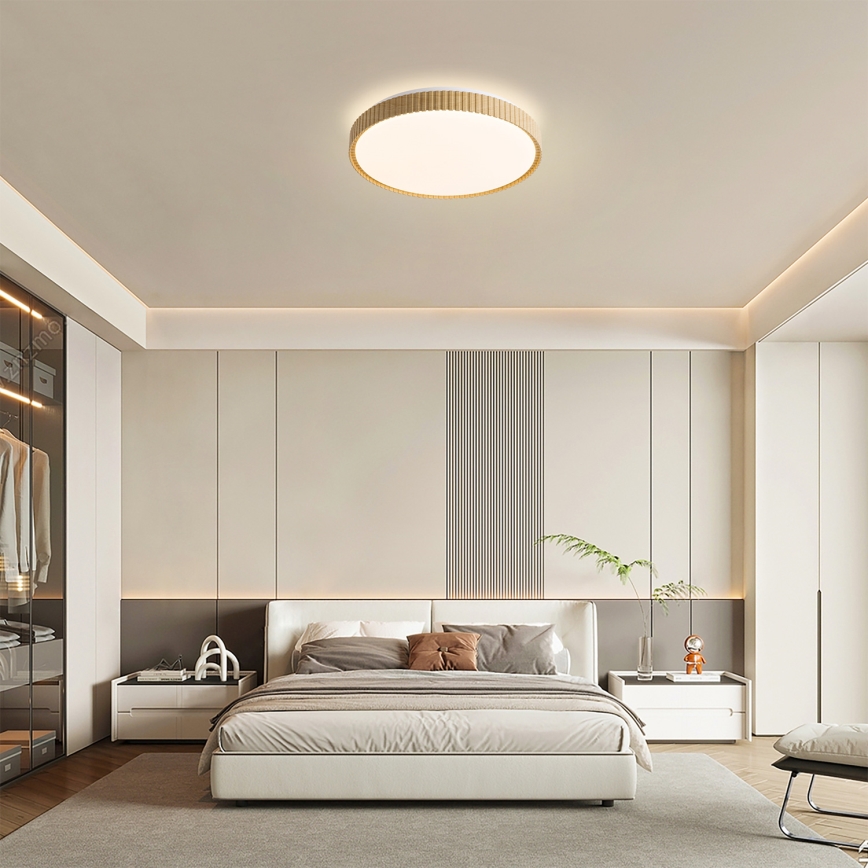 Brilagi - LED stmievateľné stropné svietidlo CORVO LED/72W/230V 3000-6000K drevený dekor pr. 50 cm + diaľkové ovládanie