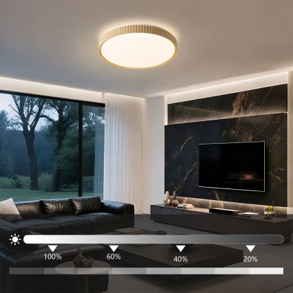 Brilagi - LED stmievateľné stropné svietidlo CORVO LED/72W/230V 3000-6000K drevený dekor pr. 50 cm + diaľkové ovládanie