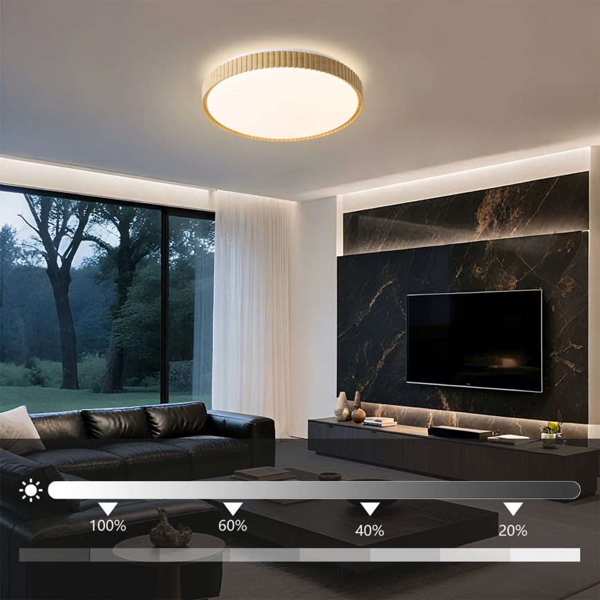 Brilagi - LED stmievateľné stropné svietidlo CORVO LED/72W/230V 3000-6000K drevený dekor pr. 50 cm + diaľkové ovládanie