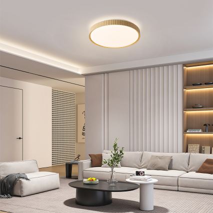 Brilagi - LED stmievateľné stropné svietidlo CORVO LED/72W/230V 3000-6000K drevený dekor pr. 50 cm + diaľkové ovládanie