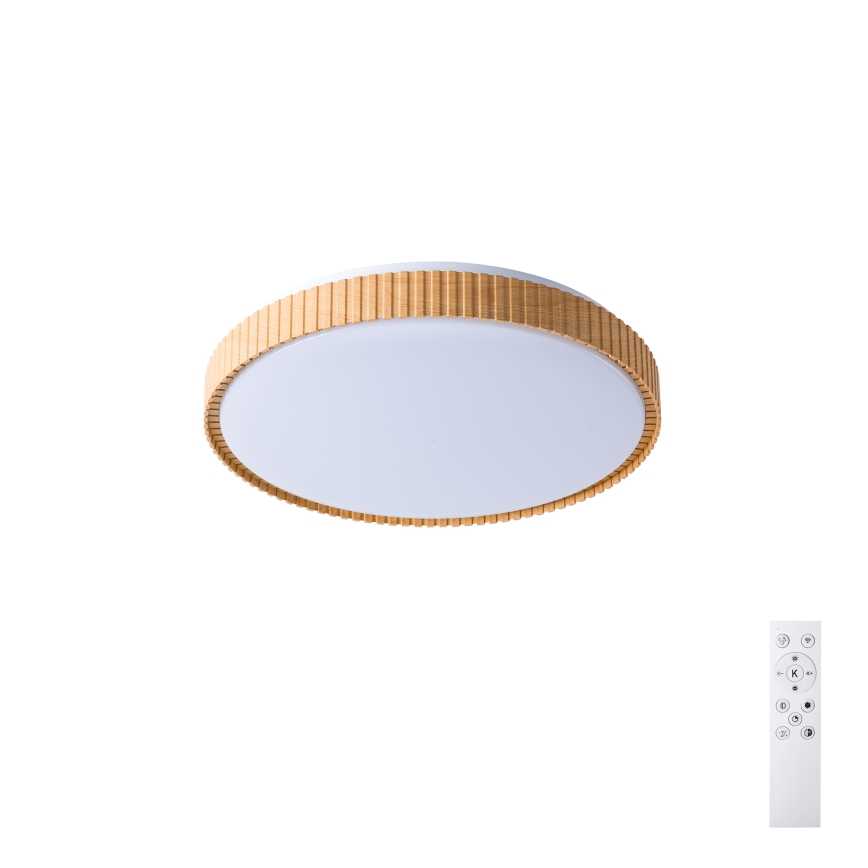 Brilagi - LED stmievateľné stropné svietidlo CORVO LED/72W/230V 3000-6000K drevený dekor pr. 50 cm + diaľkové ovládanie