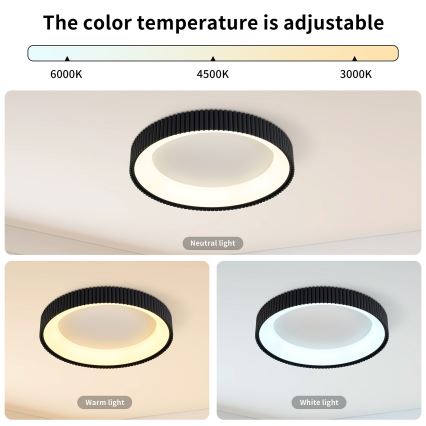 Brilagi - LED stmievateľné stropné svietidlo FALCON MODERN LED/30W/230V 3000-6500K pr. 40 cm čierna + diaľkové ovládanie