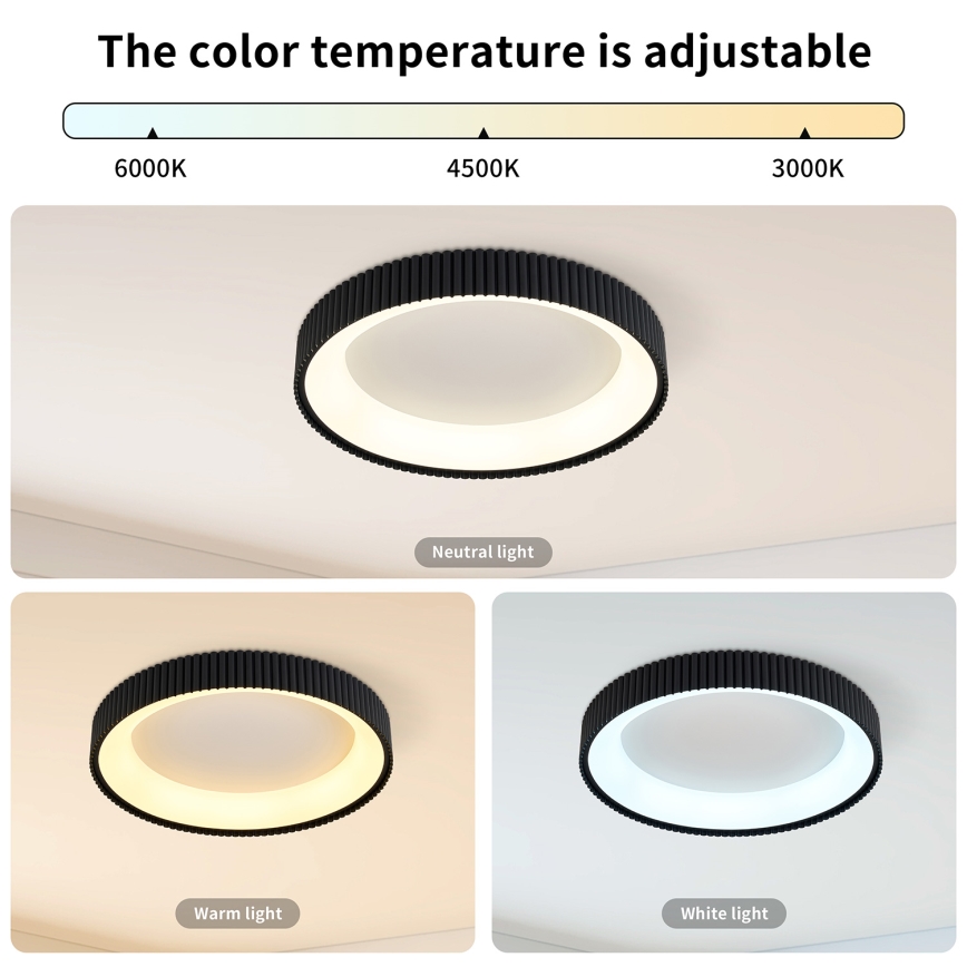 Brilagi - LED stmievateľné stropné svietidlo FALCON MODERN LED/30W/230V 3000-6500K pr. 40 cm čierna + diaľkové ovládanie