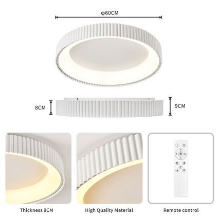 BRILAGI - stmievateľné LED stropné svietidlo FALCON MODERN LED/54W/230V 3000-6000K pr. 60 cm biela + diaľkové ovládanie