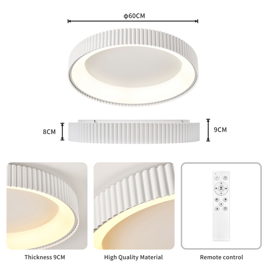 BRILAGI - stmievateľné LED stropné svietidlo FALCON MODERN LED/54W/230V 3000-6000K pr. 60 cm biela + diaľkové ovládanie