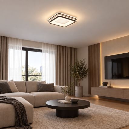 BRILAGI - LED stmievateľné stropné svietidlo FLARE LED/102W/230V 3000-6000K 50x50 cm čierne + diaľkové ovládanie