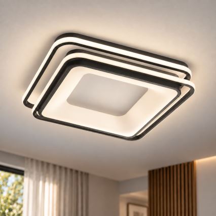 BRILAGI - LED stmievateľné stropné svietidlo FLARE LED/102W/230V 3000-6000K 50x50 cm čierne + diaľkové ovládanie