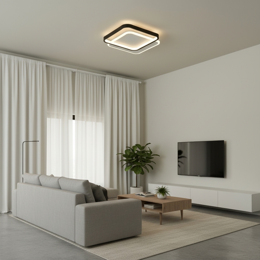 Brilagi - LED stmievateľné stropné svietidlo FLARE LED/43W/230V 3000-6000K 39,5x45 cm biela/čierna + diaľkové ovládanie