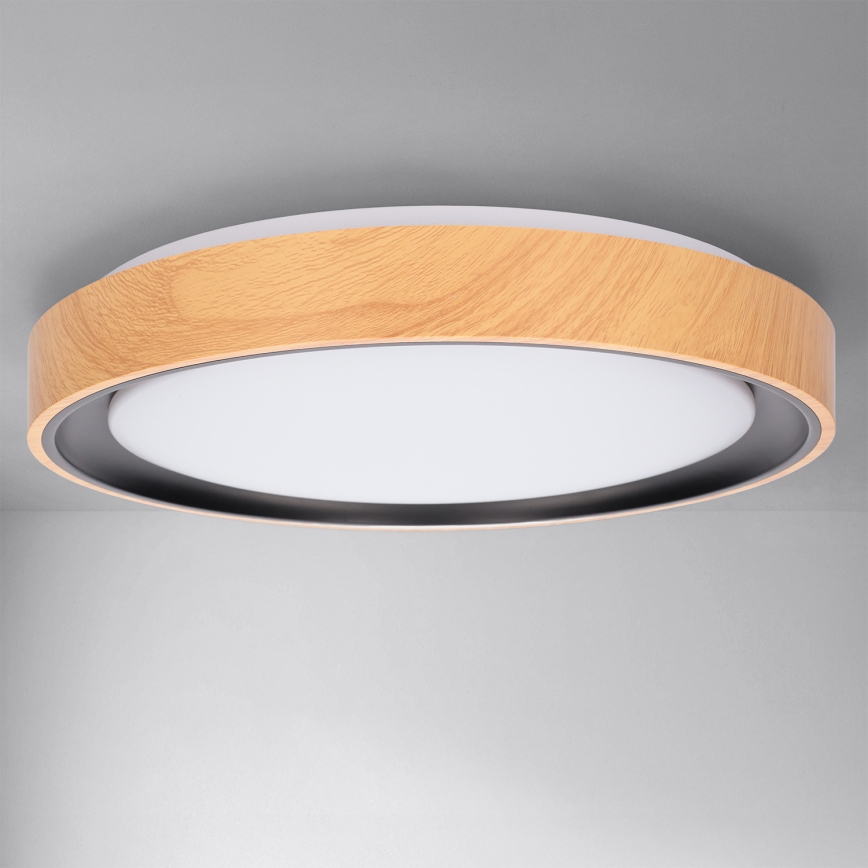 Brilagi - LED stlmiteľné stropné svietidlo FLOCO LED/48W/230V 3000-6500K priemer 40 cm drevený dekor/čierna + diaľkové ovládanie