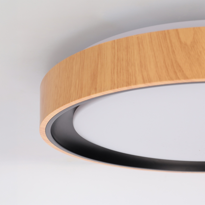 Brilagi - LED stlmiteľné stropné svietidlo FLOCO LED/48W/230V 3000-6500K priemer 40 cm drevený dekor/čierna + diaľkové ovládanie