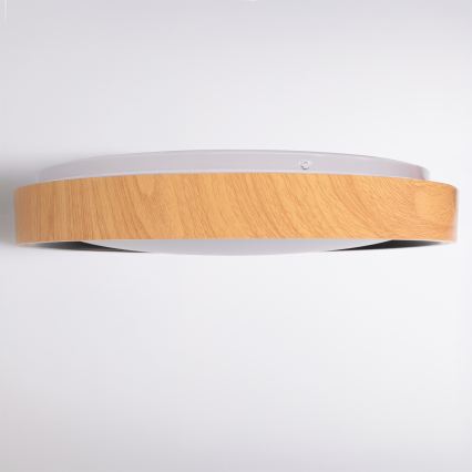 Brilagi - LED stlmiteľné stropné svietidlo FLOCO LED/48W/230V 3000-6500K priemer 40 cm drevený dekor/čierna + diaľkové ovládanie